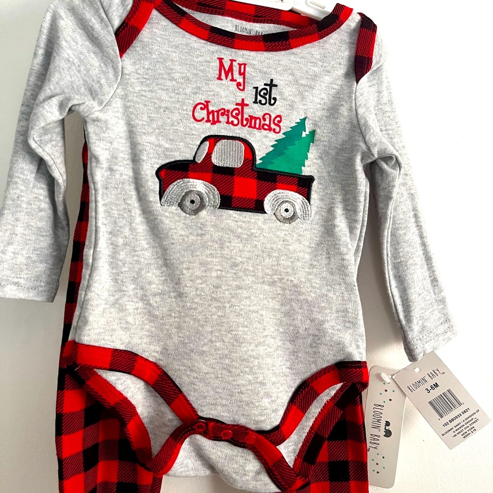 NWT Bloomin’ Baby, First Christmas Pajama Set, Size 3/6 months